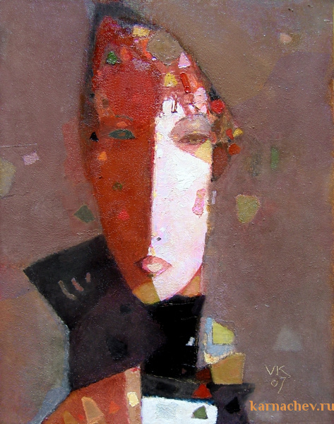 Девушка с шарфом  х. на к. 45 х 35  - 2007 г.