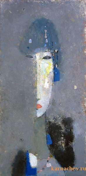 Девушка с ожерельем  ватман, масло. 20 х 42  - 2008 г.