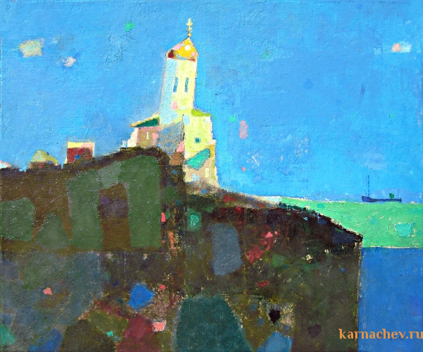 Пейзаж с Церковью  х.м. 56 х 66  - 2006 г.