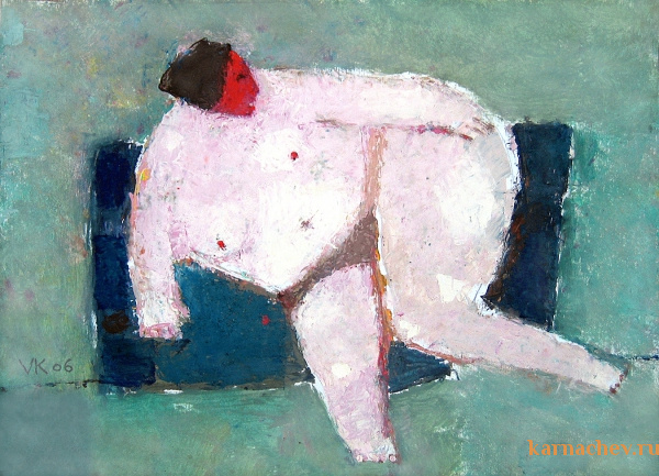 Позирующая Модель   ватман, масло. 21 х 29,5  - 2006 г.