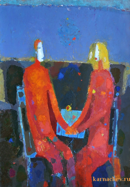Мужчина и Женщина.   ватман, масло  42 х30  2010 г.      (Продано).