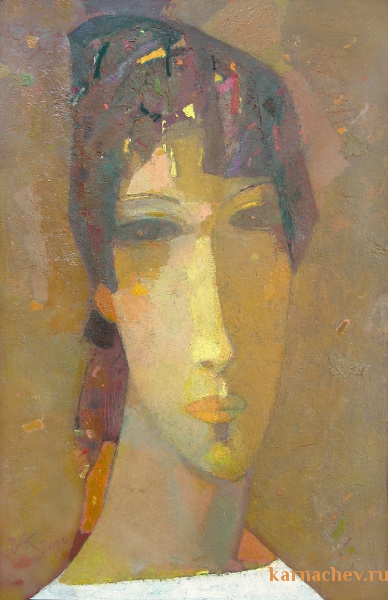 Портрет на золотом фоне  х.м.  68 х 45 - 2000 г.